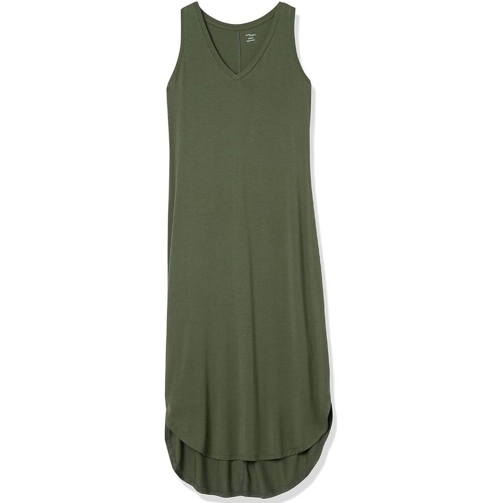 Amazon Essentials Jersey Sleeveless V-Neck Midi Dress, Women's, Medium